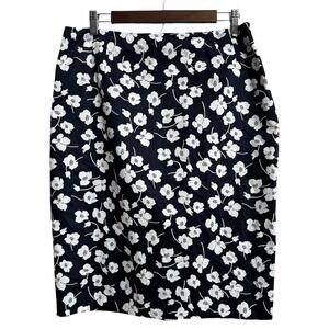 NEW Lauren Ralph Lauren pencil skirt womens 12 navy white floral career workwear